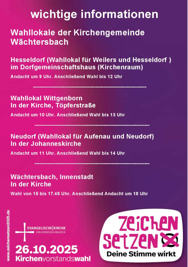 Wahllokale Wächtersbach KV-Wahl 2025